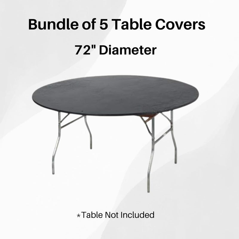 Kwik-Covers أغطية طاولات بلاستيكية مستديرة مقاس 72 بوصة، مجموعة من 5 (أسود) - Image 2